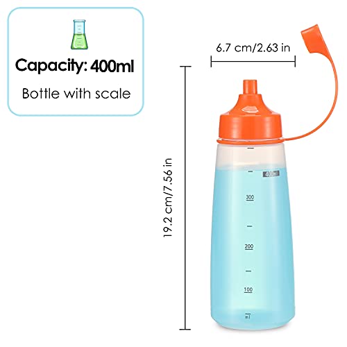 Ondiomn Plastic Condiment Squeeze Bottles for Sauces Wide Mouth - Salad Dressing Bottle Dispenser for Sauce Cooking Oil Ketchup Syrup Liquids Griddle Paint Mustard Resin (3-Pack (orange), 14, ounces) - Image 3
