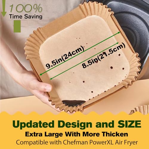 mutvle Air Fryer Liners Disposable for CHEFMAN Air Fryer, Power XL Air Fryer Liners, 6 qt 8QT Air Fyrer Liners, 9.5 inch Parchment Paper Liners for 10 Qt 12-Quart Air Fryer Oven - Image 2