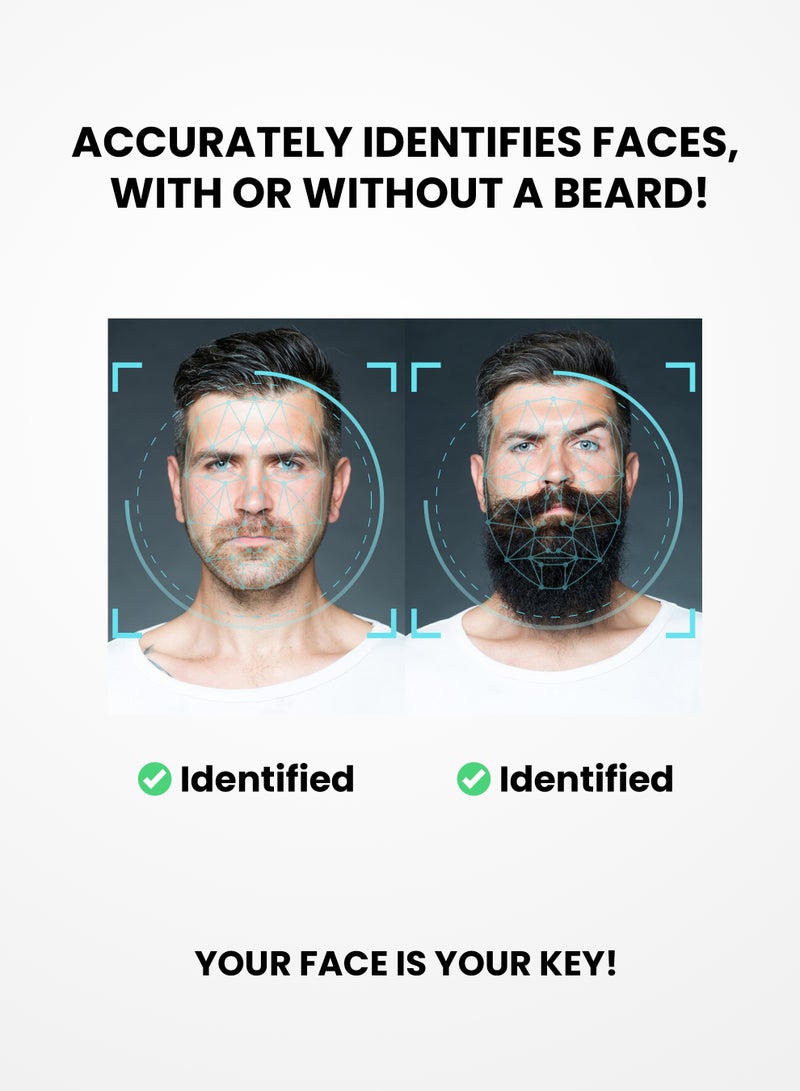 التاكس قفل ذكي Altix GX Pro مع التعرف على الوجه ثلاثي الأبعاد للمكاتب وأبواب الزجاج المنزلقة – دخول بدون مفتاح عبر تطبيق TTLOCK، البصمة، بطاقة RFID، رمز المرور، التحكم عن بُعد والمفتاح (أسود). - Image 4