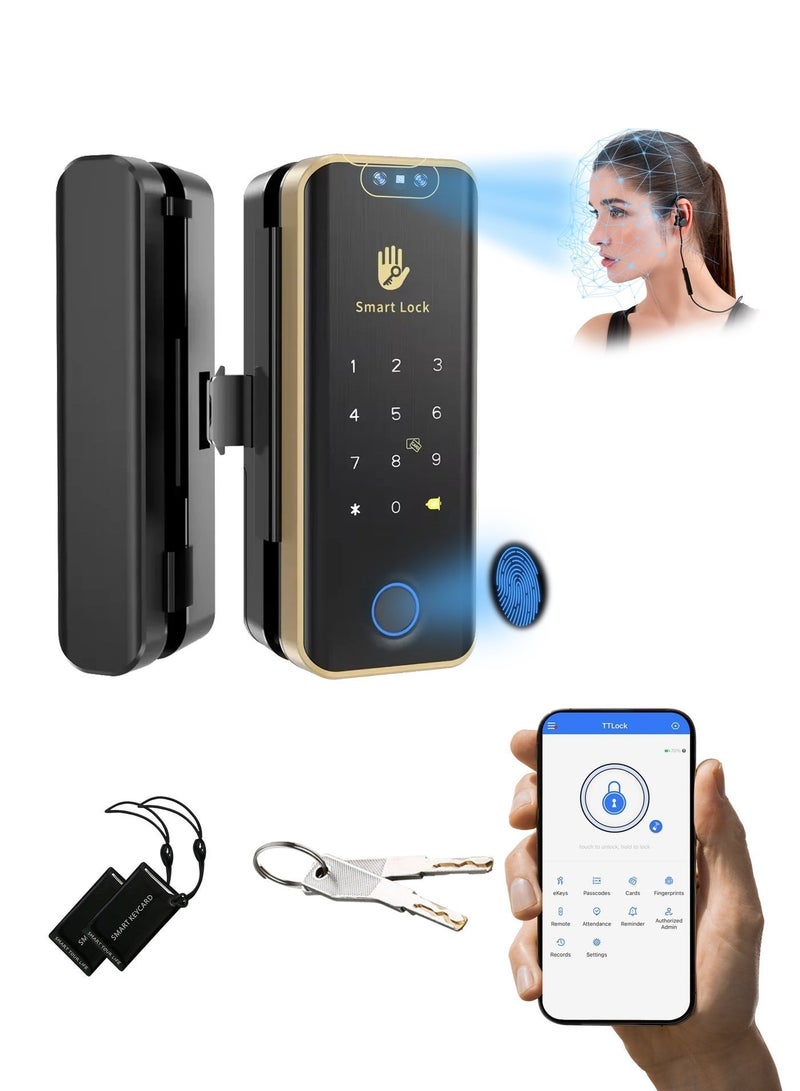التاكس قفل ذكي Altix GX Pro مع التعرف على الوجه ثلاثي الأبعاد للمكاتب وأبواب الزجاج المنزلقة – دخول بدون مفتاح عبر تطبيق TTLOCK، البصمة، بطاقة RFID، رمز المرور، التحكم عن بُعد والمفتاح (أسود). - Image 1