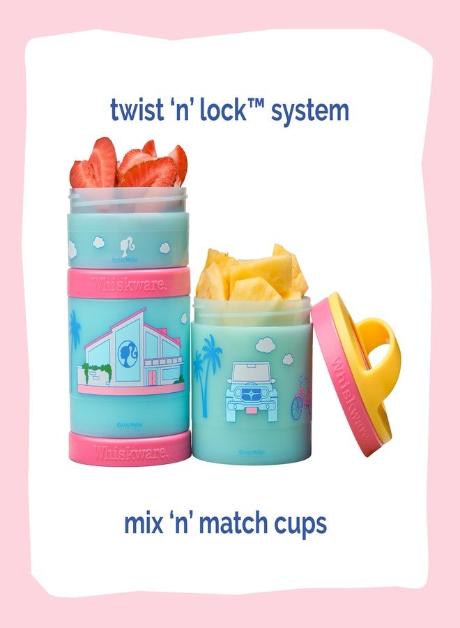 Whiskware California Barbie (Dreamhouse) Whiskware Stackable Snack Pack - 3 Jar + Handle - Yellow/Pink/Blue - Image 3