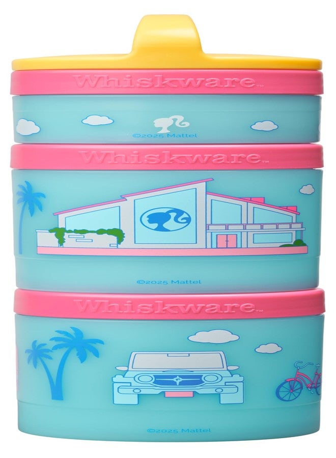 Whiskware California Barbie (Dreamhouse) Whiskware Stackable Snack Pack - 3 Jar + Handle - Yellow/Pink/Blue - Image 1