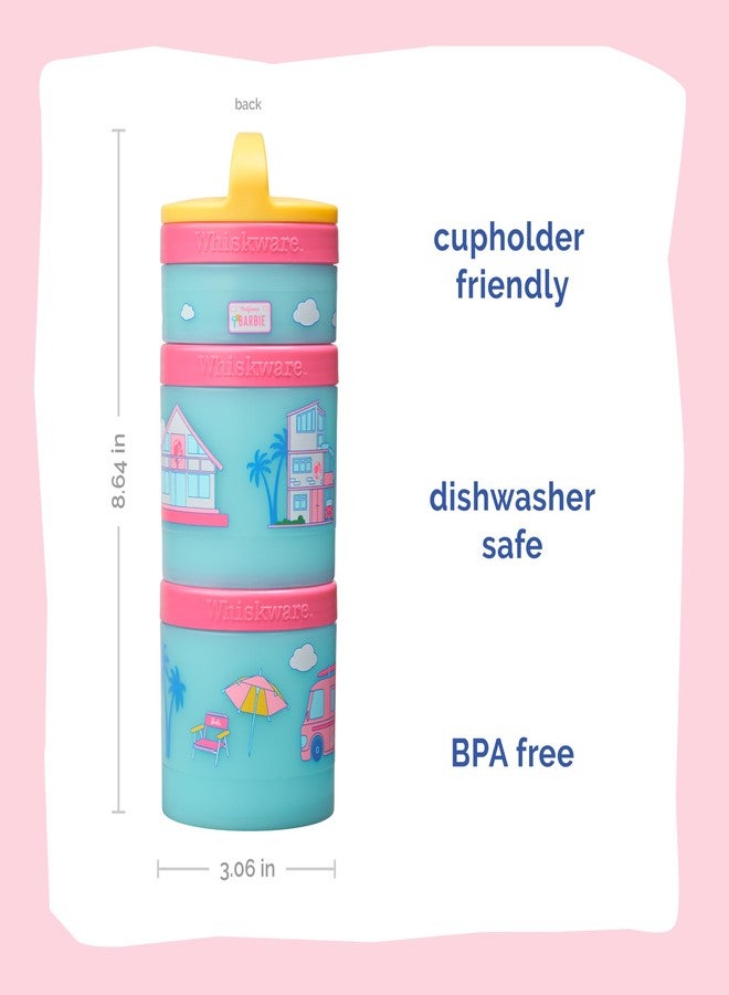 Whiskware California Barbie (Dreamhouse) Whiskware Stackable Snack Pack - 3 Jar + Handle - Yellow/Pink/Blue - Image 2