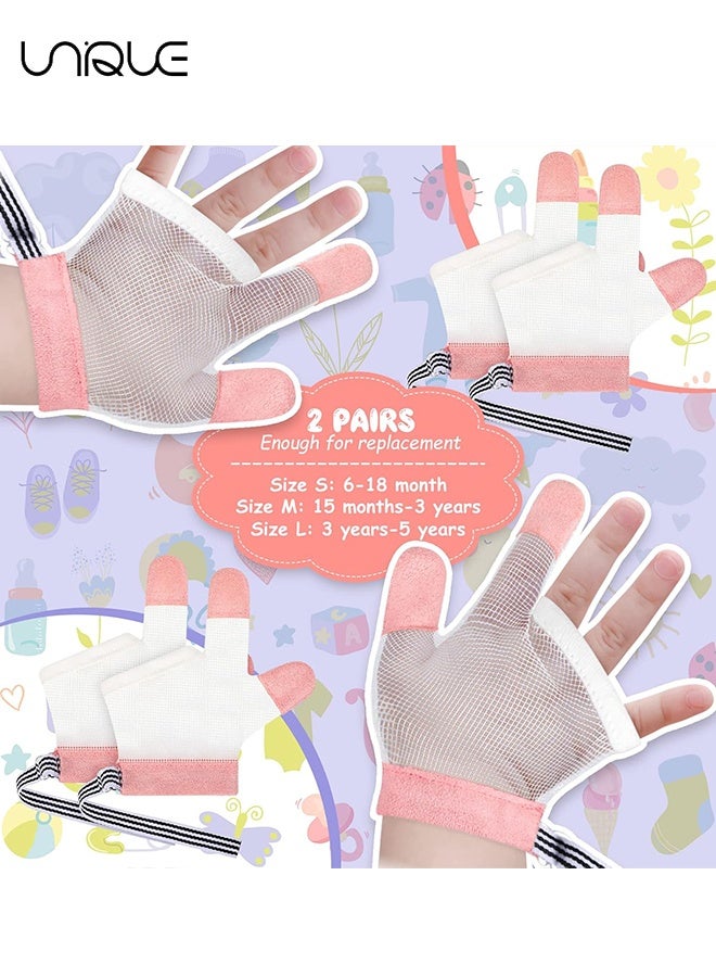 Unique 1 Pairs Baby Stop Thumb Sucking Finger Guard Kid Infant Stop Thumb Sucking Kit Soft Mesh Fabric Stop Sucking Glove No Scratch Breathable Finger Thumb Protector (Pink Size L/for 3 to 5 Years Old) - Image 5