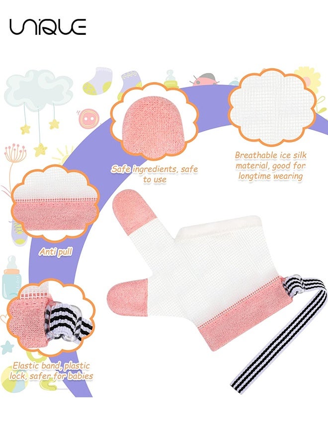 Unique 1 Pairs Baby Stop Thumb Sucking Finger Guard Kid Infant Stop Thumb Sucking Kit Soft Mesh Fabric Stop Sucking Glove No Scratch Breathable Finger Thumb Protector (Pink Size L/for 3 to 5 Years Old) - Image 3