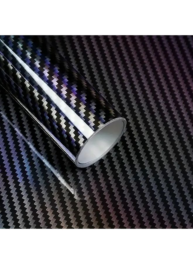 9D Black PET Rainbow Gloss Silvery Carbon Fiber Vinyl Wrap Film 3 94inch X 59 84inch - Image 5