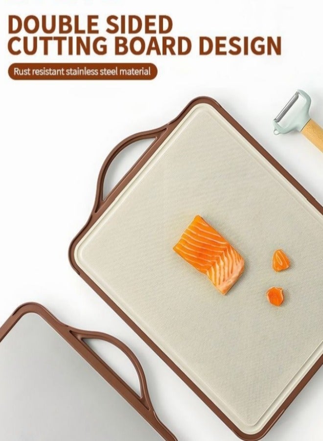 ميكسد قطع المجلس للمطبخ واللحوم والفواكه والمعجنات والبيتزا والجبن ومجلس قطع المعادن الخضروات ومجلس قطع اللحوم لمكافحة الانزلاق الجانب المزدوج ومجلس العجينة ومجلس قطع الجانبين ومجلس قطع الفولاذ المقاوم للصدأ 304 المطبخ مع حوض العصير وغسالة الصحون الآمنة والسكين الصديقة ومنطقة الطحن 41 * 30.5 سم - Image 4