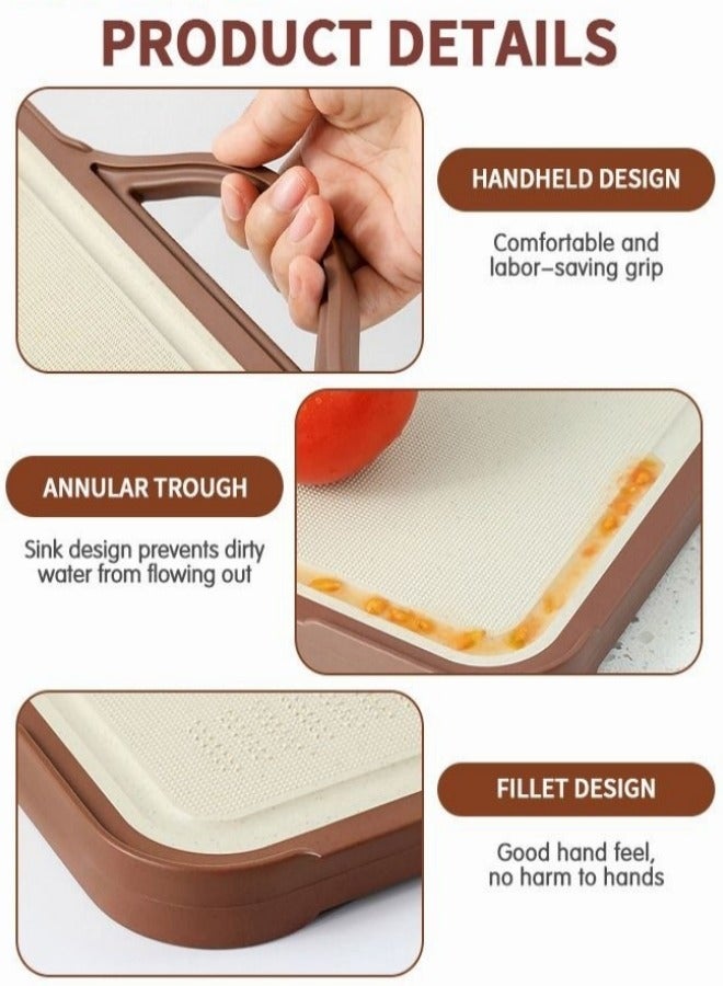 ميكسد قطع المجلس للمطبخ واللحوم والفواكه والمعجنات والبيتزا والجبن ومجلس قطع المعادن الخضروات ومجلس قطع اللحوم لمكافحة الانزلاق الجانب المزدوج ومجلس العجينة ومجلس قطع الجانبين ومجلس قطع الفولاذ المقاوم للصدأ 304 المطبخ مع حوض العصير وغسالة الصحون الآمنة والسكين الصديقة ومنطقة الطحن 41 * 30.5 سم - Image 3