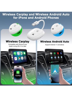 KASTWAVE 2 in 1 Wireless Adapter for Apple CarPlay and Android Auto - Plug & Play Dongle, Fast Conversion for Most Car Models, Including Mini Cars and SUVs, White  - Image 2