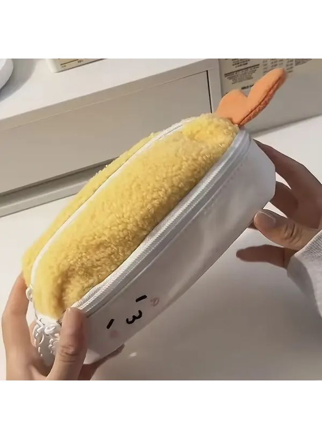 Soft Plush Flannel Pencil Case Large Capacity Cute School Office Organizer With Zipper - Image 1