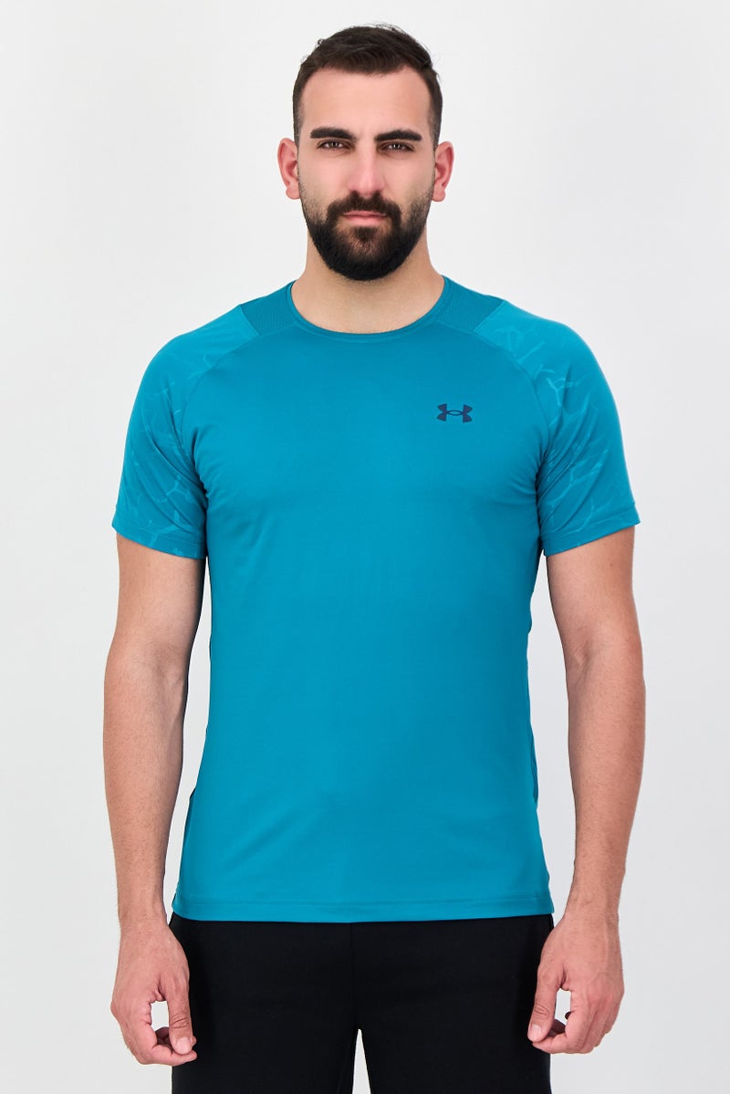 UNDER ARMOUR تي شيرت تدريب قصير الأكمام للرجال، أخضر - Image 1