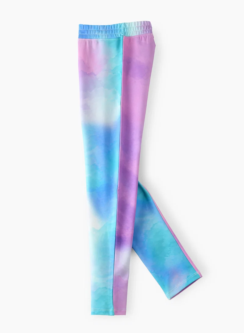 Jelliene Girls Knit Legging with Tie-Dye Print