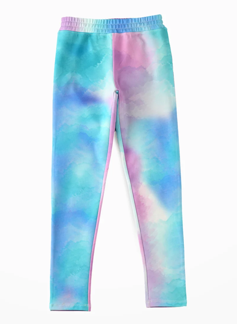 Jelliene Girls Knit Legging with Tie-Dye Print