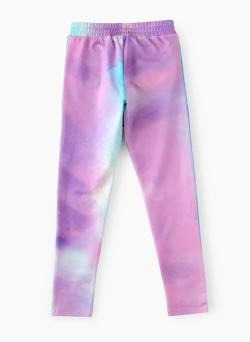 Jelliene Girls Knit Legging with Tie-Dye Print