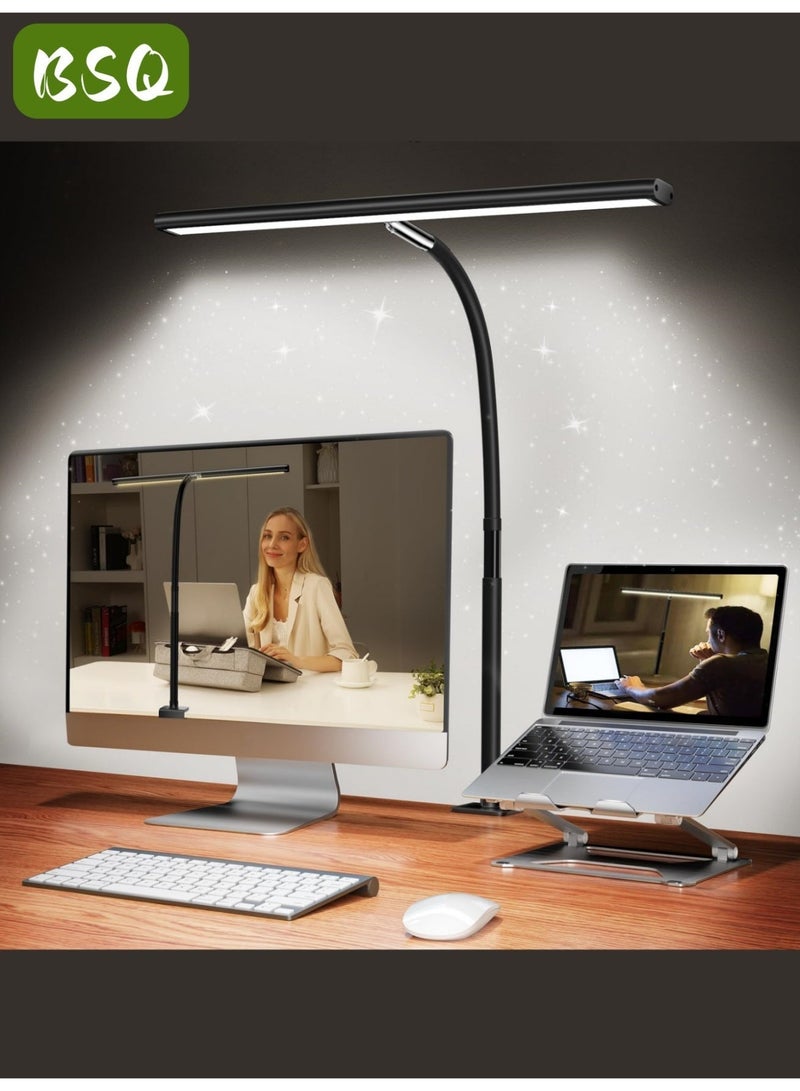 BSQ Office and Home LED Desk Lamp - Eye-Caring Architect's Work Lamp, an LED desk lamp suitable for offices and homes, featuring eye protection, stepless dimming, multiple lighting modes, adjustable flexible gooseneck arm, and a USB adapter clip-on design, ideal for reading, studying, and work desks. - Image 3