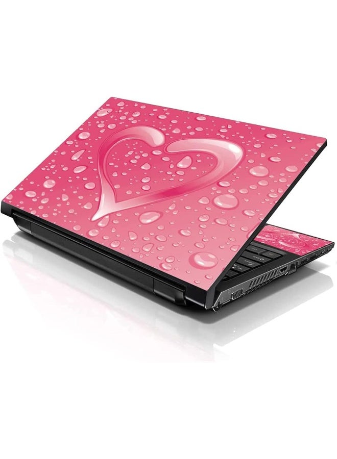 LSS 17 17.3 inch Laptop Notebook Skin Sticker Cover Art Decal Fits 16.5" 17" 17.3" 18.4" 19" HP Dell Apple Asus Acer Lenovo Asus Compaq (Free 2 Wrist Pad Included) Pink Heart - Image 1