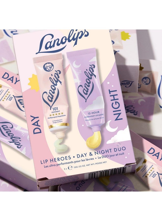 Lanolips 101 Lanolin Lip Balm & Overnight Lip Mask Duo - Lip Heroes Kit for Complete Day to Night Lip Care - Deeply Hydrating Lip Moisturizer Set with Pure Lanolin Oil (2 Count) - Image 2