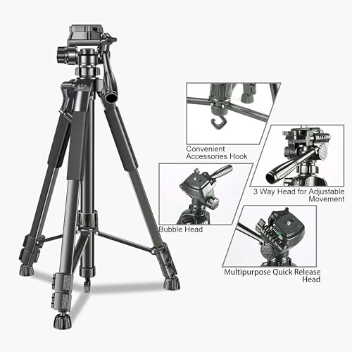 Adofys 70” Aluminium Tripod for Phone with Travel Bag and Phone Holder |Operating Height: 70 inch | Maximum Load Capacity Upto 5kg | Compatible with All Cameras, Cell Phones, Projector, Webcam - Image 5