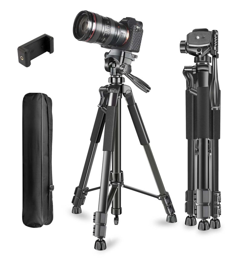 Adofys 70” Aluminium Tripod for Phone with Travel Bag and Phone Holder |Operating Height: 70 inch | Maximum Load Capacity Upto 5kg | Compatible with All Cameras, Cell Phones, Projector, Webcam - Image 1