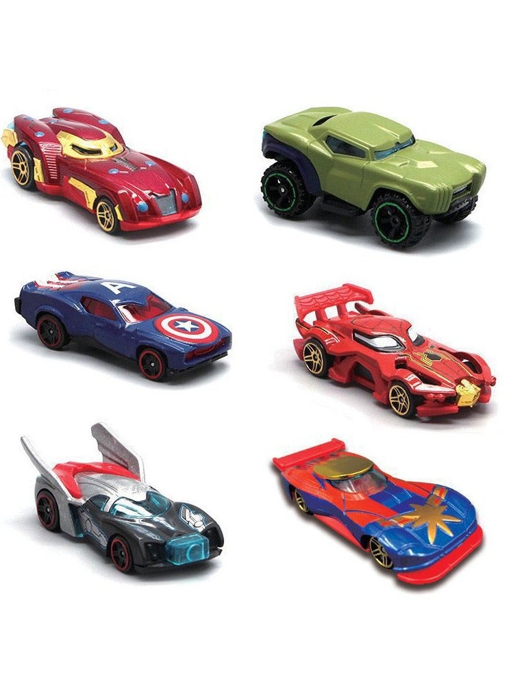 Marvel Heroes 6-Pack Marvel Avengers Series Alloy Toy Car, Superhero Concept Car Model, Simulation Model Car Racing Car Toys for Children Gift Collectible - Image 1