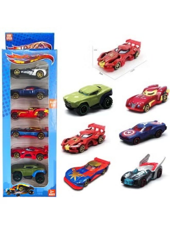 Marvel Heroes 6-Pack Marvel Avengers Series Alloy Toy Car, Superhero Concept Car Model, Simulation Model Car Racing Car Toys for Children Gift Collectible - Image 3
