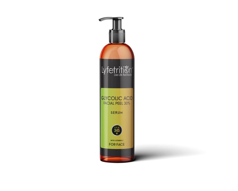 Lyfetrition Glycolic AcidAHA 30 Renewal Serum infused with Vitamins C  E for Skin Brightening Exfoliating Serum Works for Dark Spots Acne and Reduces Fine Lines  Wrinkles  12 Fl Oz