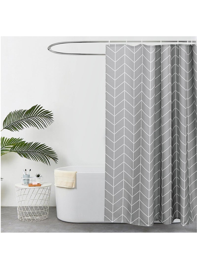 Rubik Shower Curtain, Waterproof Polyester Fabric Durable Mildew Stain Resistant Stylish Geometric Pattern Curtain (Grey, 180 x 200cm) - Image 1