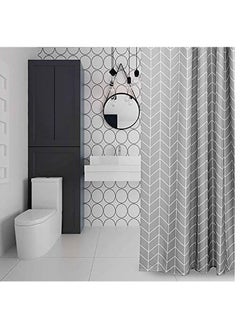 Shower Curtain, Waterproof Polyester Fabric Durable Mildew Stain Resistant Stylish Geometric Pattern Curtain (Grey, 180 x 200cm) - pzsku/ZA1B4F4359B4129F1928CZ/45/_/1740662673/e9c9d97f-dddf-4f74-9d86-30328a3ad6e0