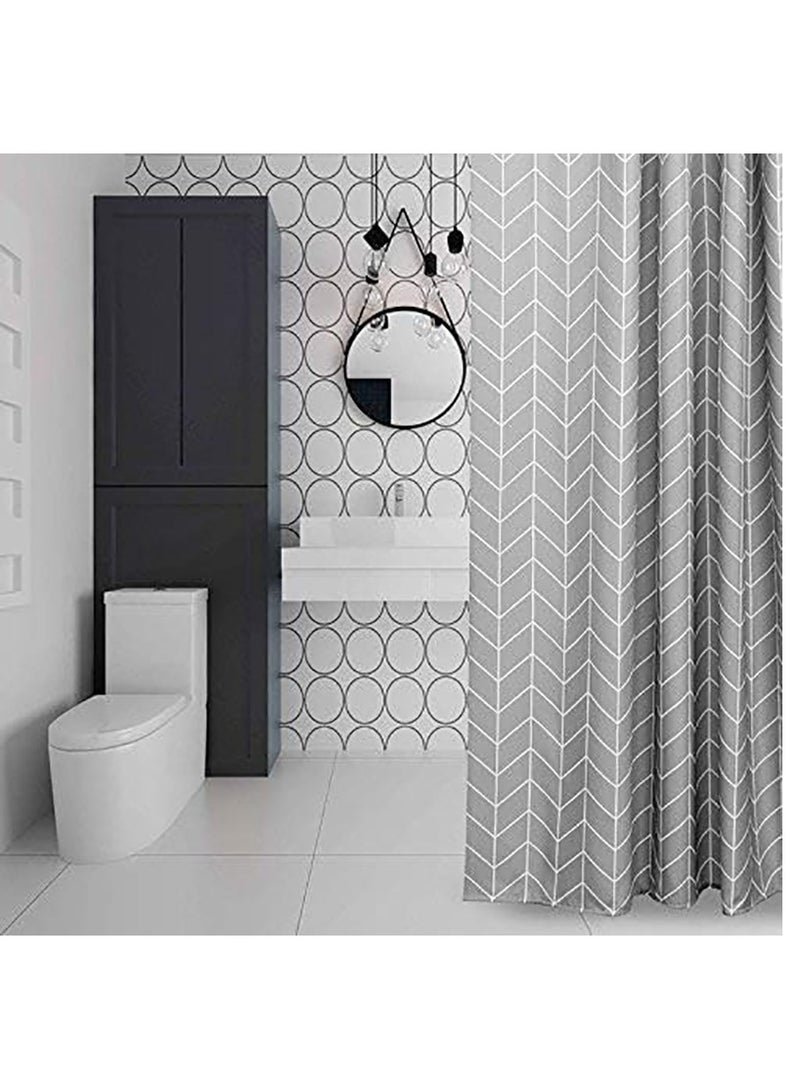 Rubik Shower Curtain, Waterproof Polyester Fabric Durable Mildew Stain Resistant Stylish Geometric Pattern Curtain (Grey, 180 x 200cm) - Image 2