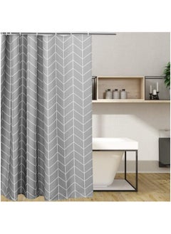 Shower Curtain, Waterproof Polyester Fabric Durable Mildew Stain Resistant Stylish Geometric Pattern Curtain (Grey, 180 x 200cm) - pzsku/ZA1B4F4359B4129F1928CZ/45/_/1740662805/9f992a76-4b3f-4549-ab15-530cfb442602