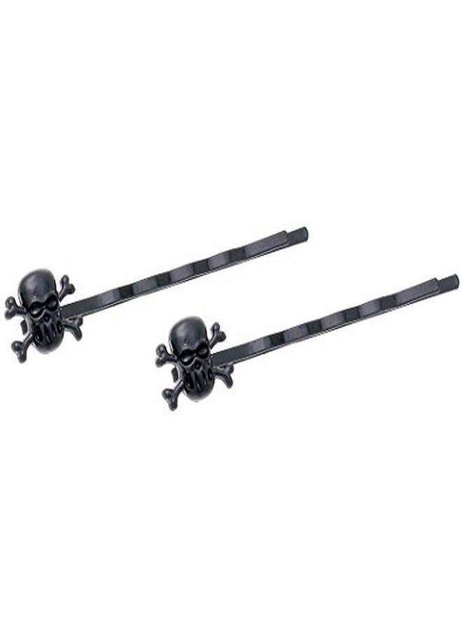 Rosemarie Collections - Women'S Spooktacular Halloween Hair Clip Bobby Pins Set (Skull And Crossbones Black) - Image 1
