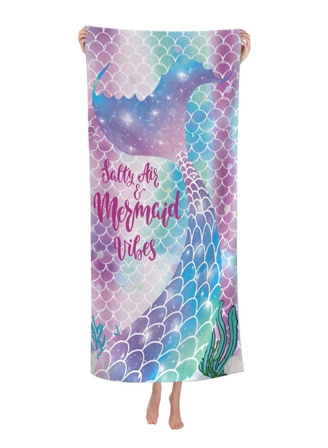 COMFAR Mermaid Microfiber Beach Towels for Girls/Kids Personalized Beach Towels for Toddler/Baby, Cute Beach Towel, Thin Quick Dry Pool Towel 30"x 60" - Image 1