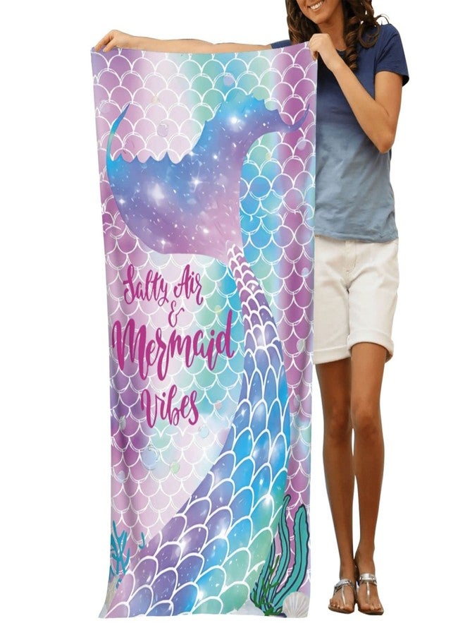 COMFAR Mermaid Microfiber Beach Towels for Girls/Kids Personalized Beach Towels for Toddler/Baby, Cute Beach Towel, Thin Quick Dry Pool Towel 30"x 60" - Image 5