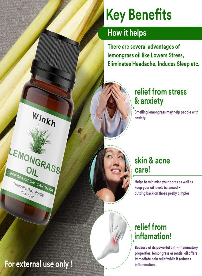 Winkh Pure and Natural Lemongrass Essential Oil - (30 ml) - Image 5