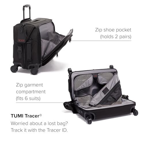 TUMI - Alpha Garment 4 Wheeled Carry-On - Garment Compartment Fits 6 Suits or Dresses - Carry On Luggage for Travel - Black - Image 3