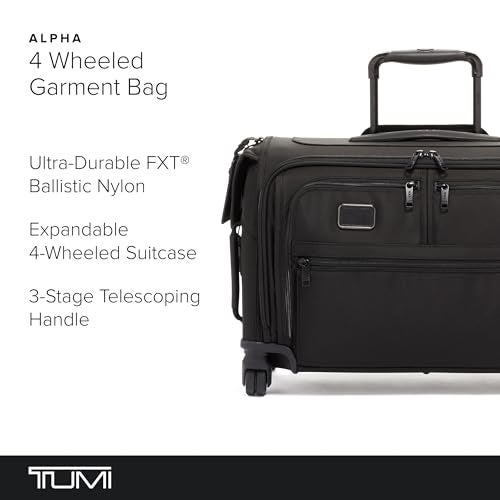 TUMI - Alpha Garment 4 Wheeled Carry-On - Garment Compartment Fits 6 Suits or Dresses - Carry On Luggage for Travel - Black - Image 2