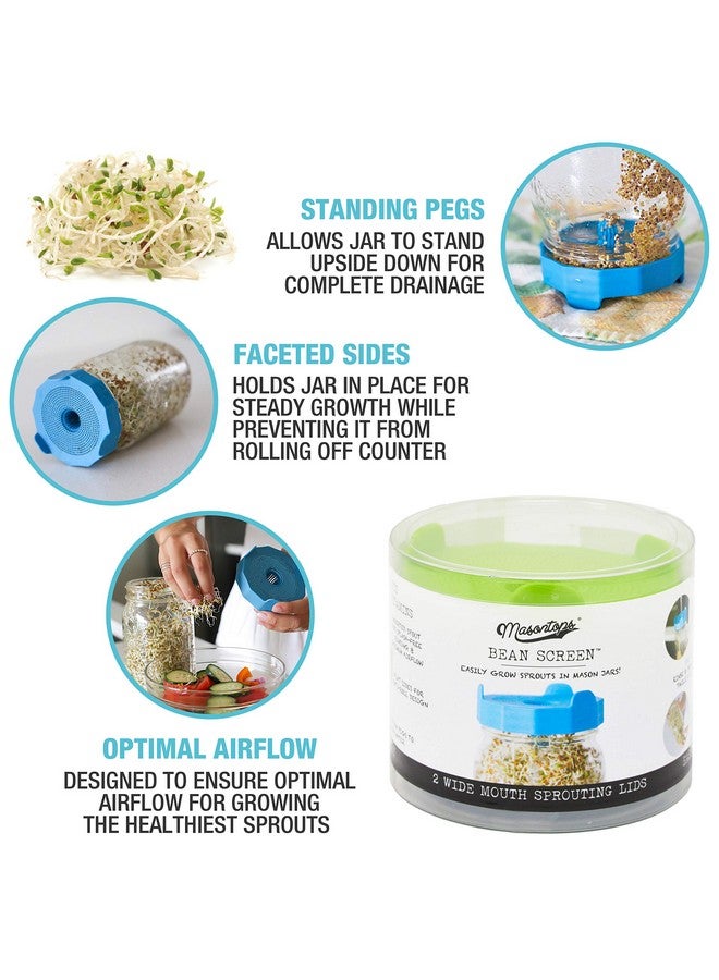 Masontops Bean Screen Plastic Mason Jar Sprouting Lids Mason Jar Sprouting Kit - For Growing Broccoli Seeds, Alfalfa, Mung Bean Sprouts - Wide Mouth Seed Sprouting Jar Lids Sprouting Kit Mason Jar - Image 4