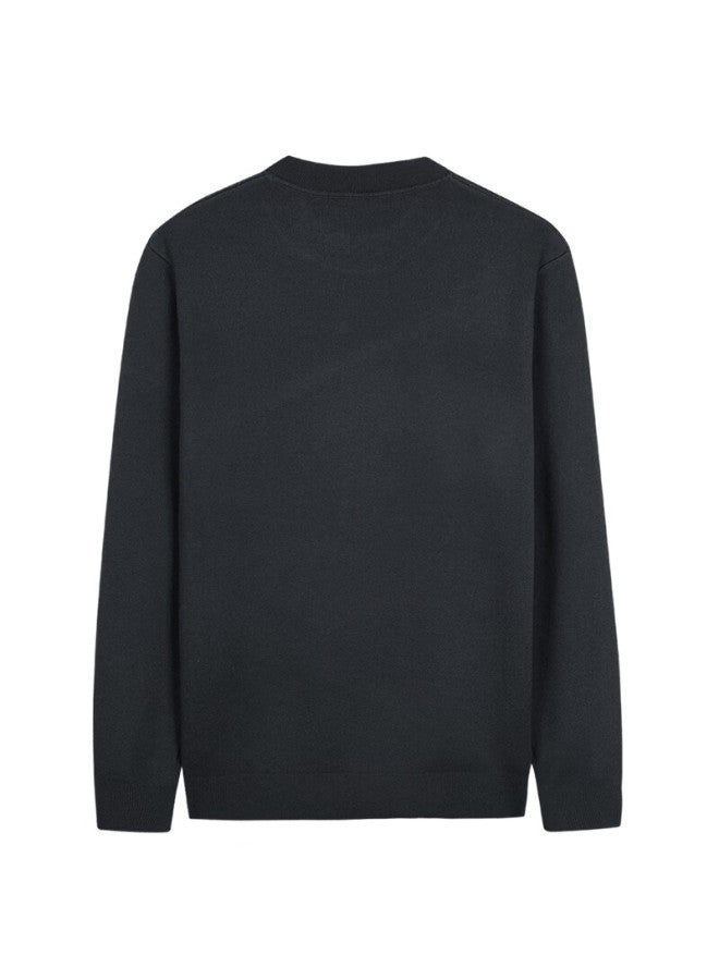 Tries Men's Wool Blend Sweater Autumn Winter New Bamboo Print Crew Neck Soft Knit Base Layer Warm Versatile Top - Image 1