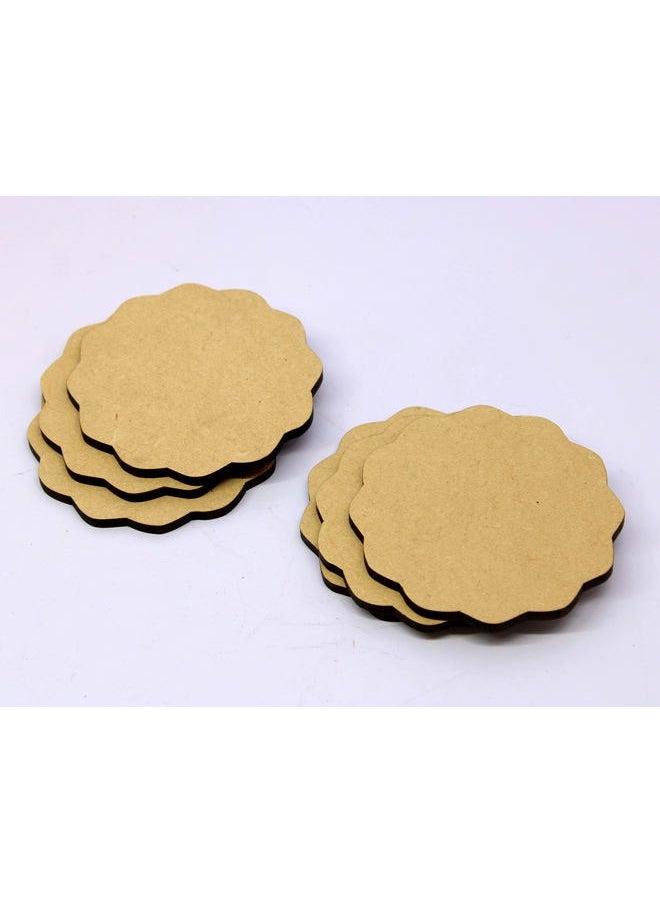 ESPLANADE Do-it-Yourself Plain Round MDF Coasters Set of 12- for Activity - decoupage - DIY Coasters (3.5 IN Scallop Design)  - Image 5