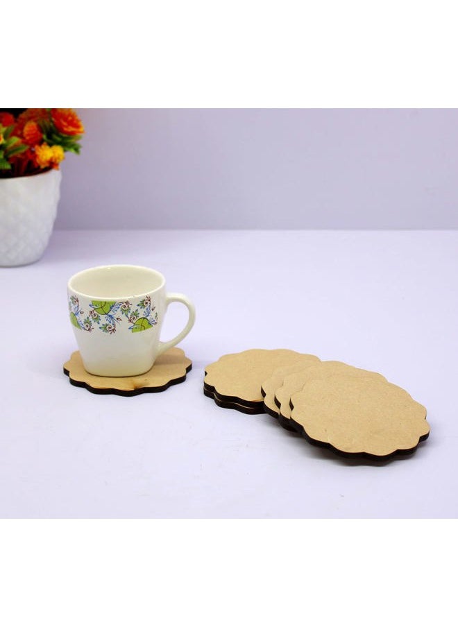 ESPLANADE Do-it-Yourself Plain Round MDF Coasters Set of 12- for Activity - decoupage - DIY Coasters (3.5 IN Scallop Design)  - Image 2