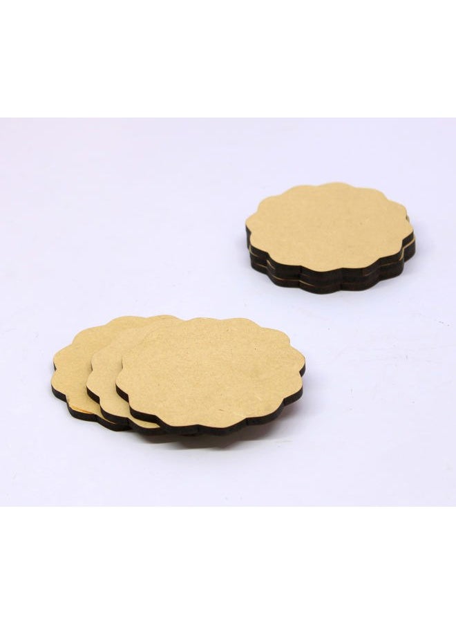 ESPLANADE Do-it-Yourself Plain Round MDF Coasters Set of 12- for Activity - decoupage - DIY Coasters (3.5 IN Scallop Design)  - Image 4
