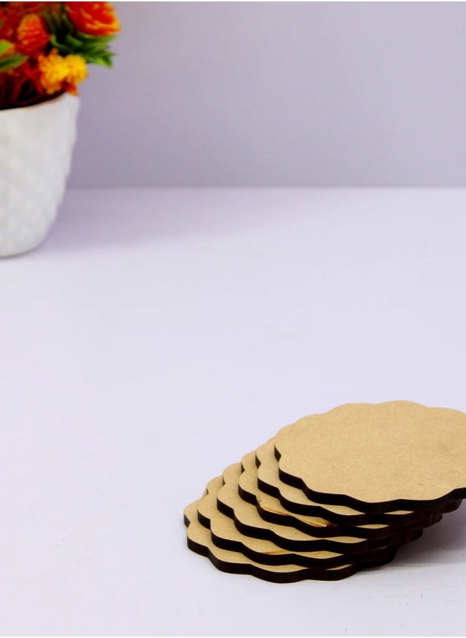 ESPLANADE Do-it-Yourself Plain Round MDF Coasters Set of 12- for Activity - decoupage - DIY Coasters (3.5 IN Scallop Design)  - Image 3