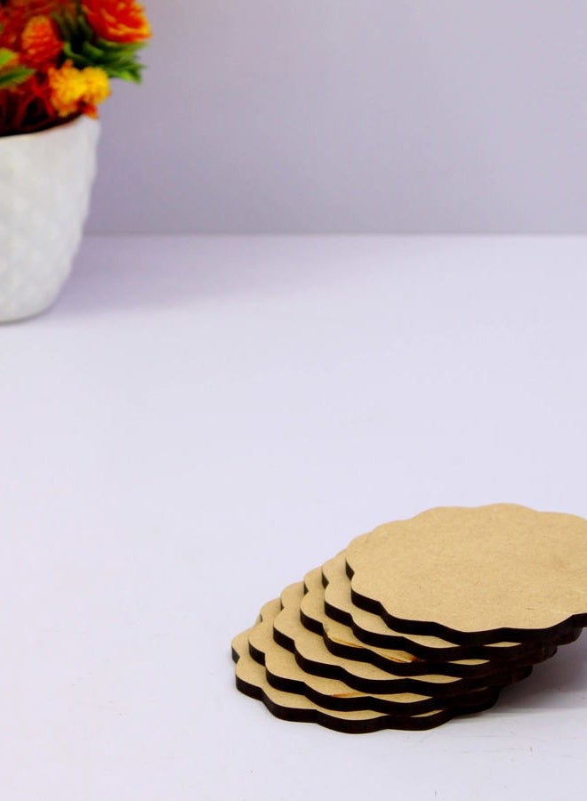 ESPLANADE Do-it-Yourself Plain Round MDF Coasters Set of 12- for Activity - decoupage - DIY Coasters (3.5 IN Scallop Design) - Image 3