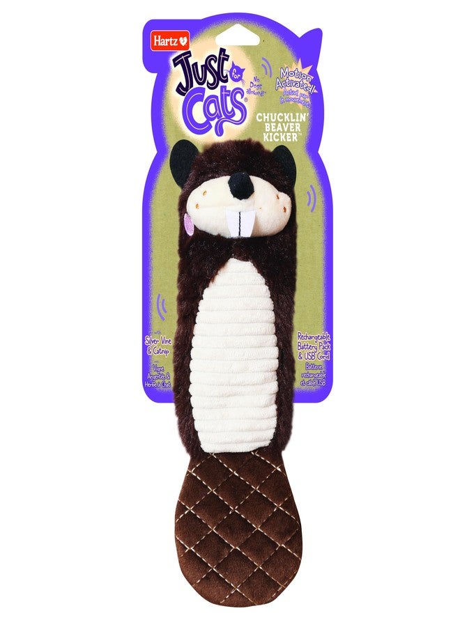 Hartz New Just for Cats The Chucklin' Beaver Kicker, Motion Activated Kicker Cat Toy with Silver Vine & Catnip - Image 1