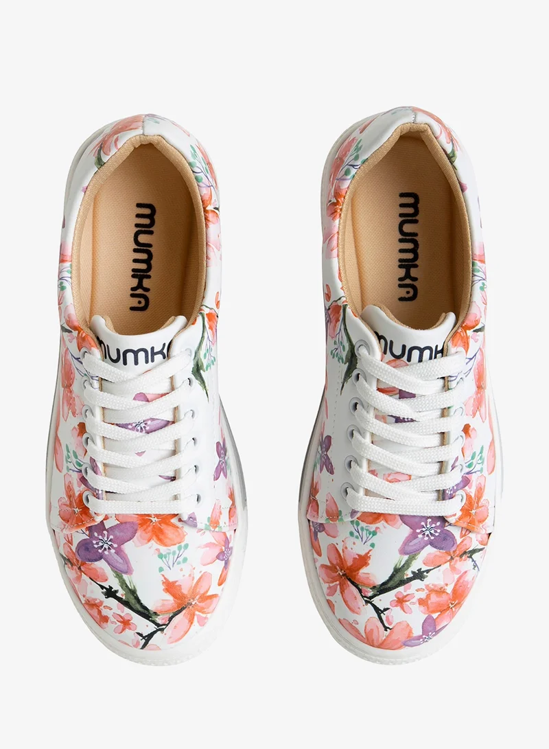 Mumka Pink and Purple Flowers Pink and Purple Flowers Sneakers for Women | Best Price UAE