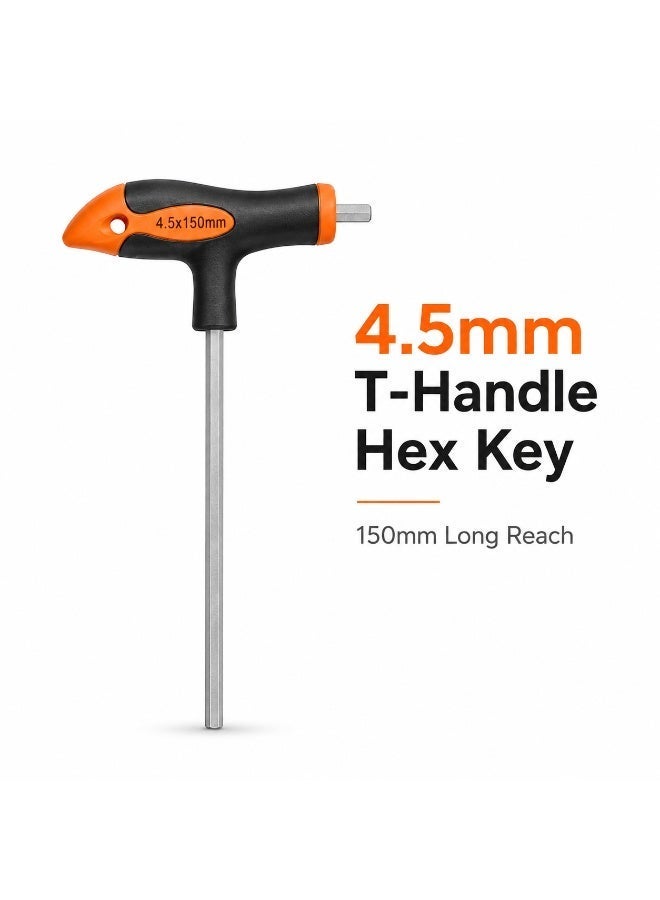 Master Tools 4.5mm x 150mm T-Handle Hex Key, Long Shaft Allen Wrench With Ergonomic Grip For Furniture Assembly, Bicycle Repair, DIY & Home Maintenance - Image 1