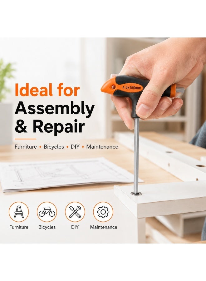 Master Tools 4.5mm x 150mm T-Handle Hex Key, Long Shaft Allen Wrench With Ergonomic Grip For Furniture Assembly, Bicycle Repair, DIY & Home Maintenance - Image 5