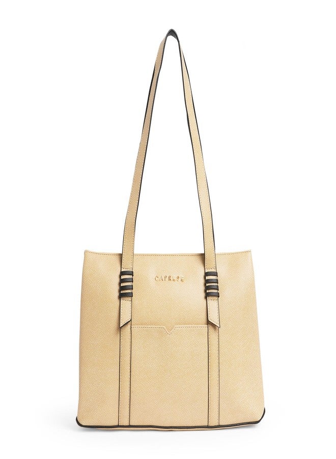 Caprese Roma Tote Medium Beige Bag for Women|Stylish, Durable, Multi-Compartment Design for Work, Travel, Shopping |Comfortable Straps Shoulder Bag, Ideal for Laptop & Essentials - Image 1