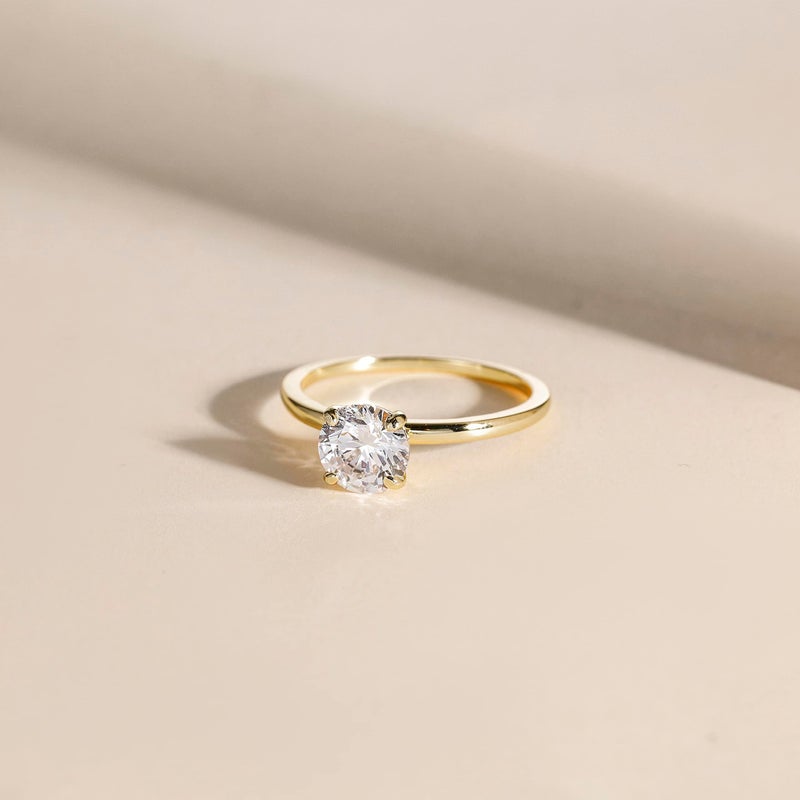 EAMTI 1.5CT 925 Sterling Silver 14K Gold Plated Engagement Rings Round Cut Solitaire Cubic Zirconia CZ Wedding Promise Rings for Her Wedding Bands for Women Size 7 - Image 2