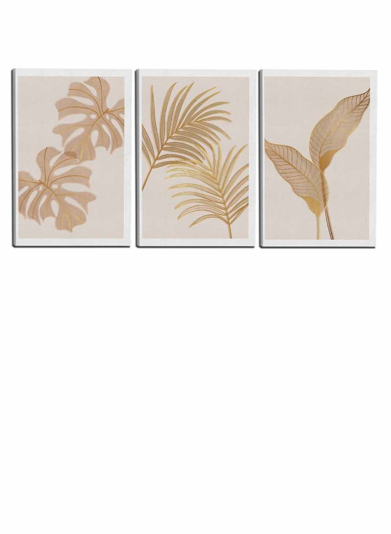 LOWHA Set Of 3 Framed Canvas Wall Arts Stretched Over Wooden Frame, Abstract Foliage Paintings, For Home, Living Room, Office Decor - Image 4